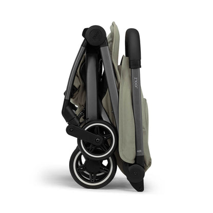Joolz Aer+ stroller in sage green folded for travel